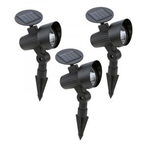 Faretto da giardino nero in plastica, Zora, 1W, 3000K LED, IP44, con interruttore
