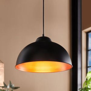 Lampada a sospensione semisfera nera metallo, Liana