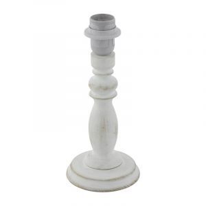 Lampada da tavolo senza paralume in legno bianca, Akin, con interruttore