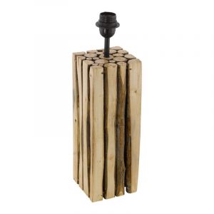 Lampada da tavolo senza paralume in legno marrone, Kick, con interruttore