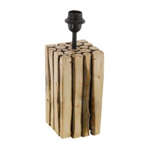 Lampada da tavolo senza paralume in legno marrone, Kick, con interruttore