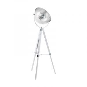 Lampada da terra treppiede bianca in acciaio, Nickolas, con interruttore
