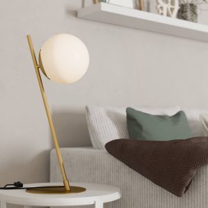 Lampada da tavolo in ottone in vetro, Polly, con interruttore