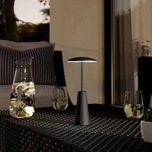 Lampada da tavolo nera in acciaio, Ishika, 2,8W, white switch LED, IP54, controllo touch