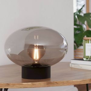 Lampada da tavolo grigia in vetro, Kirstin, con interruttore