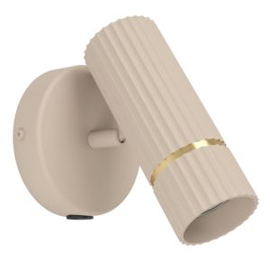 Applique da parete beige in acciaio, Vahid, con interruttore