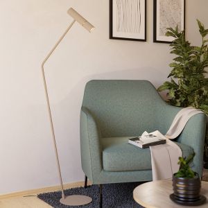 Lampada da terra beige in acciaio, Vahid, con interruttore