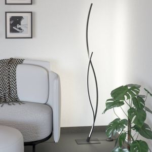 Lampada da terra nera in acciaio, Tevin, 20W, 4000K LED, con interruttore