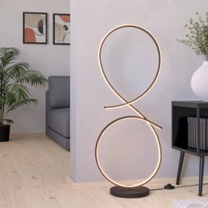 Lampada da terra nera in alluminio, Thekla, 20W, 3000K LED, con interruttore