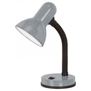 Lampada da scrivania argenta in plastica, Sten, con interruttore