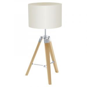 Lampada da tavolo beige in legno, Joana, con interruttore