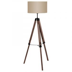 Lampada da terra treppiede marrone in legno, Joana, con interruttore