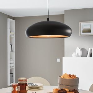 Lampada a sospensione semisfera nera metallo, Egine