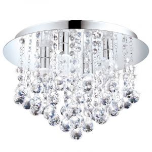 Lampada da soffitto cromata in cristallo, Almedina, IP44