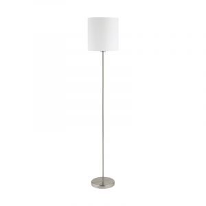 Lampada da terra bianca in tessuto, Abano, con interruttore