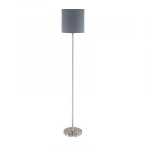 Lampada da terra grigia in tessuto, Abano, con interruttore