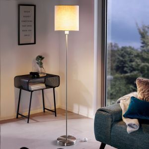Lampada da terra tortora in tessuto, Abano, con interruttore