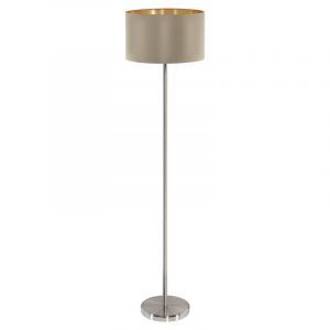 Lampada da terra dorata in tessuto, Terme, con interruttore