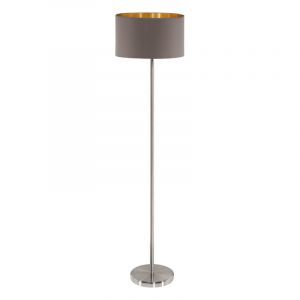 Lampada da terra marrone in tessuto, Terme, con interruttore
