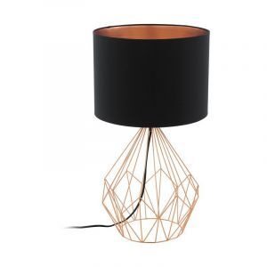 Lampada da tavolo in rame in tessuto, Anieke, con interruttore