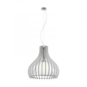 Lampada a sospensione in legno bianca, Betsy