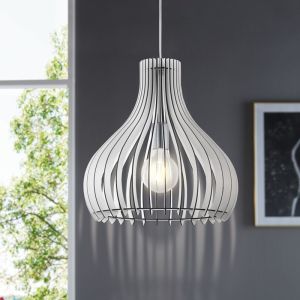 Lampada a sospensione in legno bianca, Betsy