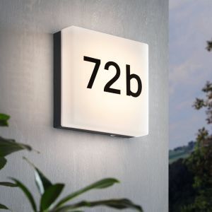 Numero civico illuminato antracite in plastica, Jim, IP44