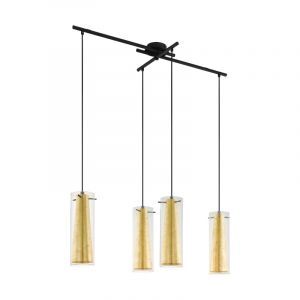 Lampada a sospensione dorata in vetro, Barceno