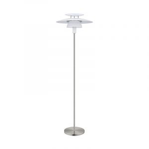 Lampada da terra in nichel in acciaio, Lariana, con interruttore