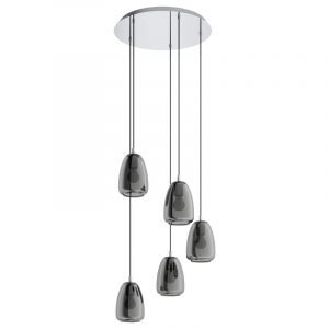 Lampada a sospensione cromata in vetro, Fredericus