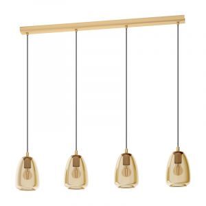 Lampada a sospensione ambrata in vetro, Fredericus