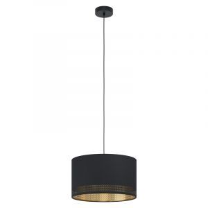 Lampada a sospensione nera in tessuto, Niko