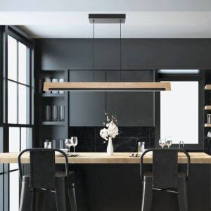 Lampada a sospensione in legno, Ludovica, 25W, 3000K LED