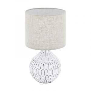 Lampada da tavolo in ceramica bianca, Angele, con interruttore