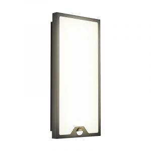Applique da esterno con sensore di movimento nera in acciaio, Lydian, 16W, 3000K LED, IP44