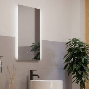 Specchio con luci grigio in vetro, Bibi, 7,1W, bianco regolabile tra caldo e freddo LED, IP44, con interruttore