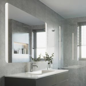 Specchio con luci grigio in vetro, Bibi, 6,2W, bianco regolabile tra caldo e freddo LED, IP44, con interruttore