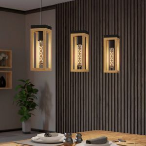 Lampada a sospensione in legno marrone, Jasmina