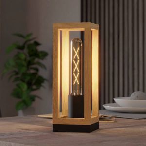 Lampada da tavolo in legno marrone, Jasmina, con interruttore