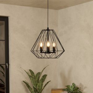 Lampada a sospensione nera in alluminio, Kwok