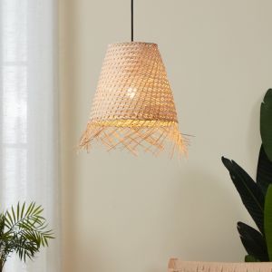 Lampada a sospensione in rattan marrone, Wilco