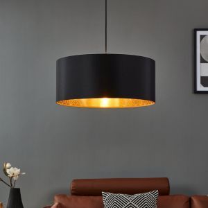Lampada a sospensione nera in tessuto, Kelsey