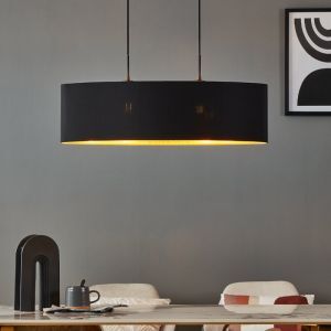 Lampada a sospensione nera in tessuto, Kelsey