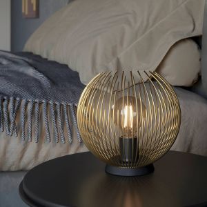 Lampada da tavolo dorata in alluminio, Keimpe, con interruttore