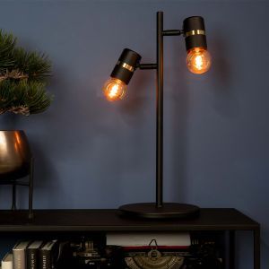 Lampada da tavolo nera in alluminio, Jelger, con interruttore