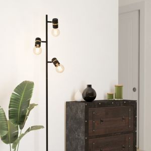 Lampada da terra nera in alluminio, Jelger, con interruttore