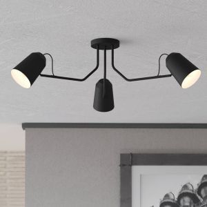 Lampada da soffitto nera in alluminio, Jelco
