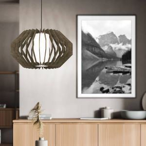 Lampada a sospensione in legno marrone, Lianda