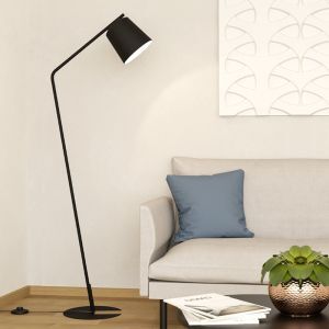 Lampada da terra nera in alluminio, Jasmyn, con interruttore