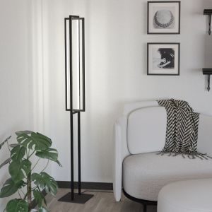 Lampada da terra nera in alluminio, Lianne, 34W, bianco regolabile tra caldo e freddo LED, dimmer in 3 fasi